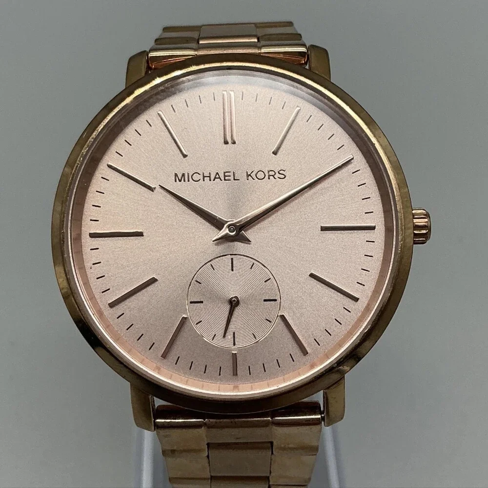 Michael Kors Portia Womens Watch 38mm Rose Gold Tone MK-3507 New Battery 6.25